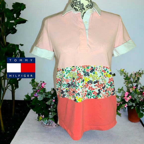 TOMMY HILFIGER Floral Polo short sleeve- Small - Picture 1 of 3